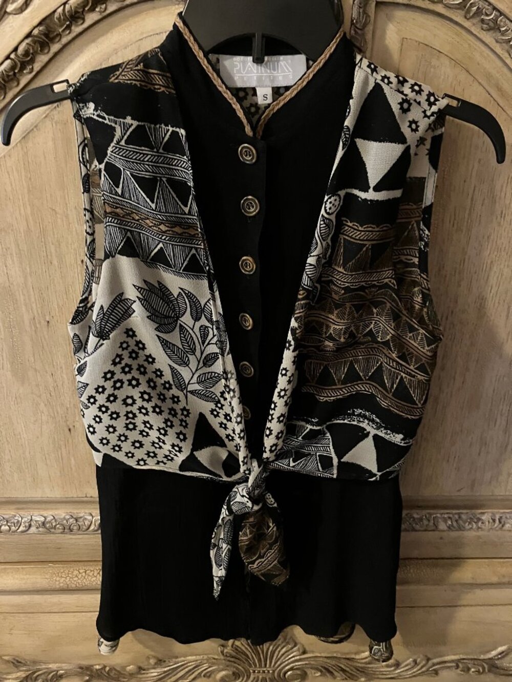 DOROTHY SCHOELEN - PLATINUM PETITES - VEST TIE FRONT TUNIC SHIRT - SMALL